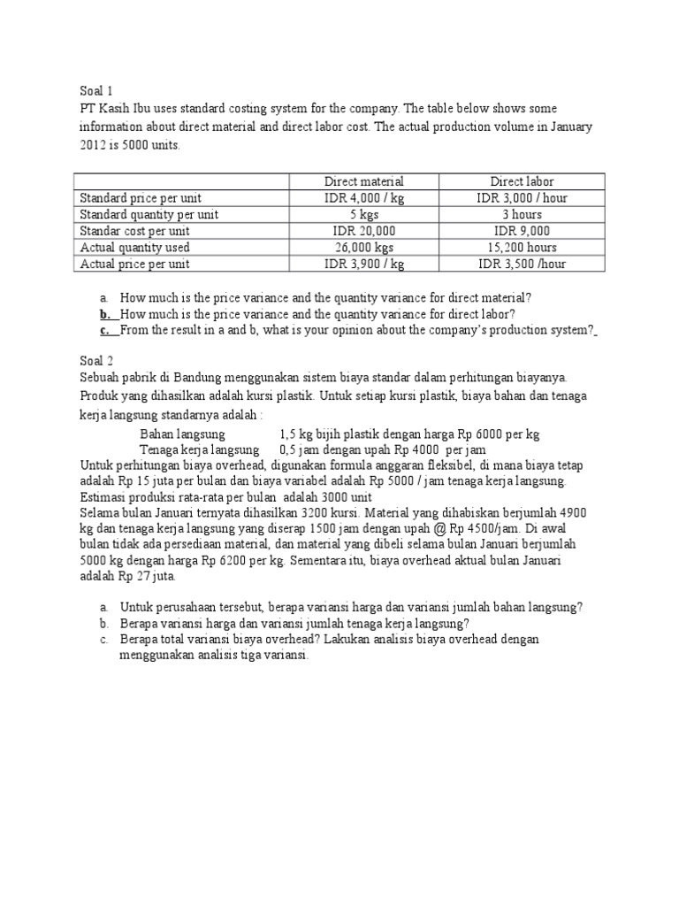 45++ Contoh soal standar costing info