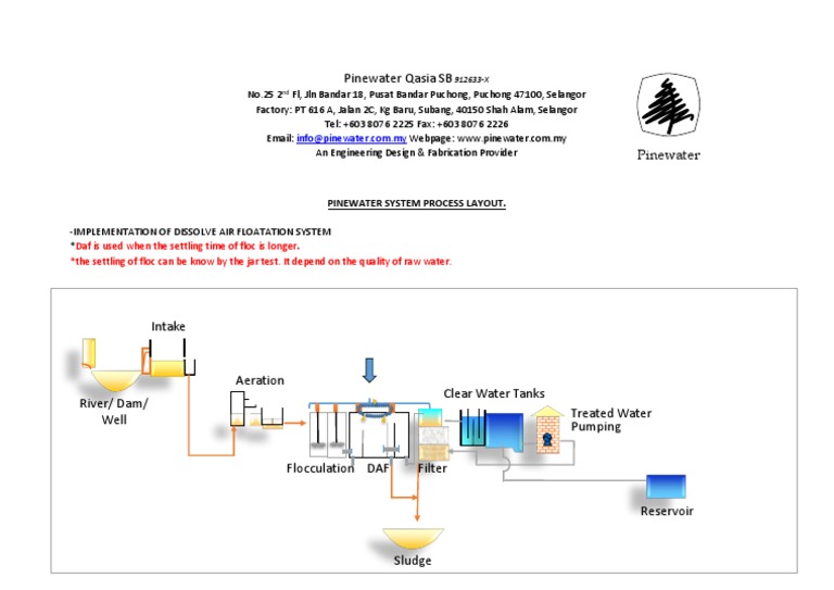 Pinewater Engineering & DAF Process Layout | PDF