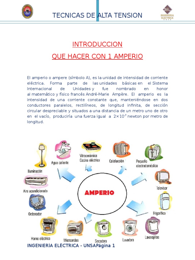 Definición y Uso del Amperio | PDF | Corriente eléctrica | Cantidades ...