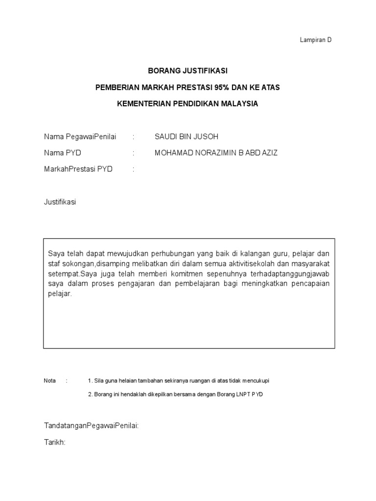 Format Justifikasi : Contoh Surat Rasmi Justifikasi - Lintoh