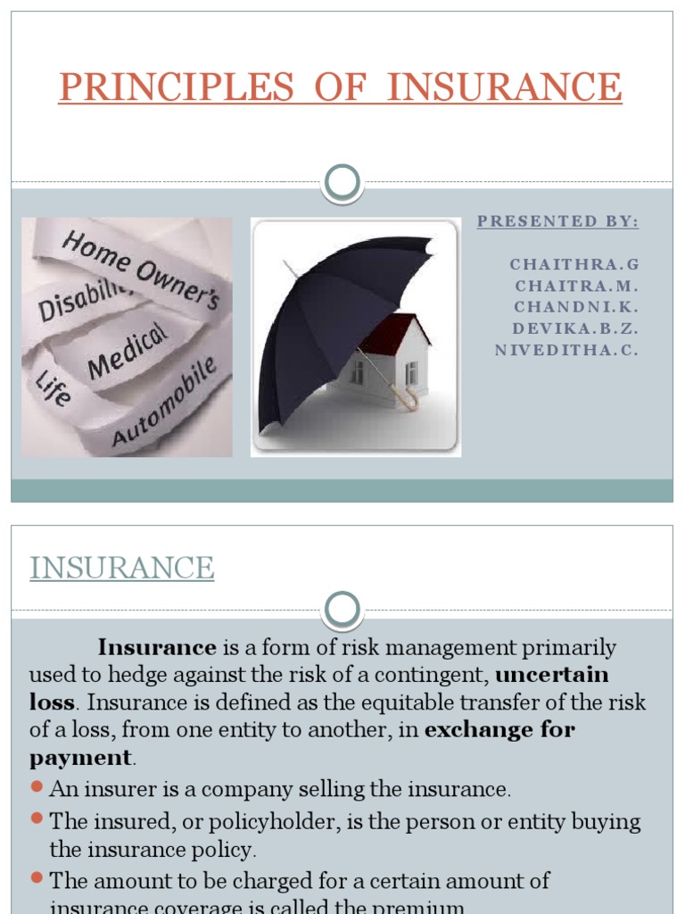 Principles of Insurance Explained | PDF | Insurance | Gambling