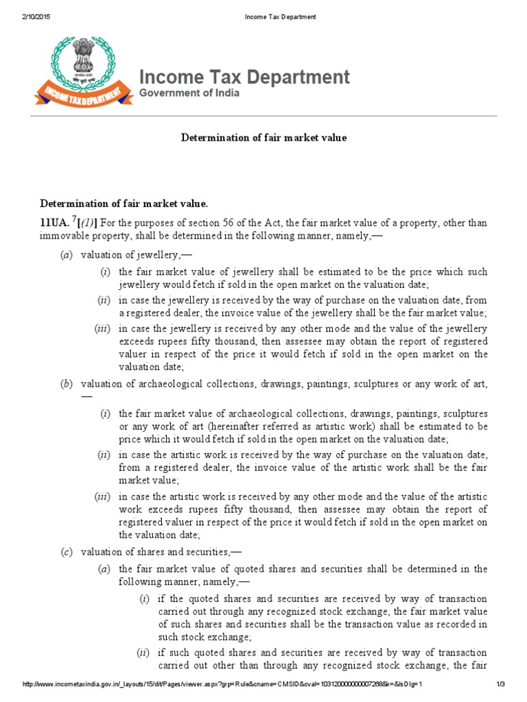 Income tax department rule 11ua pdf book value stocks
