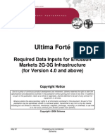 Ultima Forte Required Data Inputs for Ericsson Markets 2G-3G Infrastructure