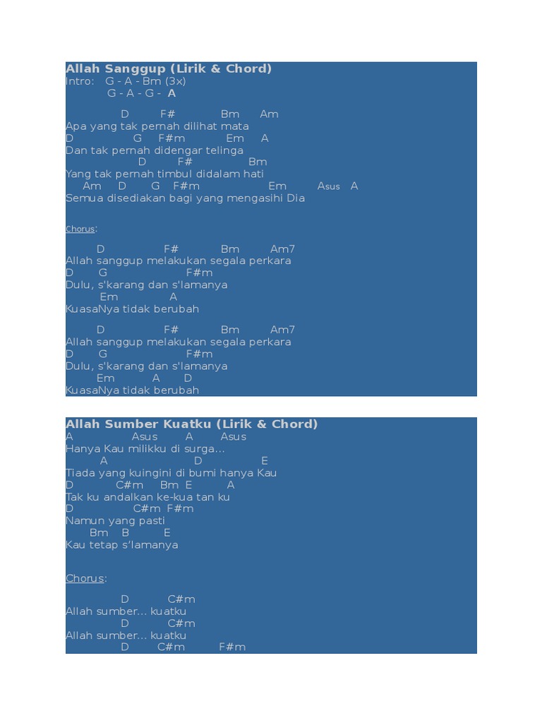 Chords Lagu Rohani