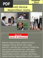 Memilih Bentuk Kepemilikan Usaha