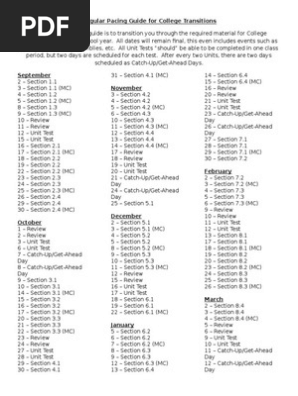 pacing guide for college transitions