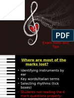 exam hints and tips music