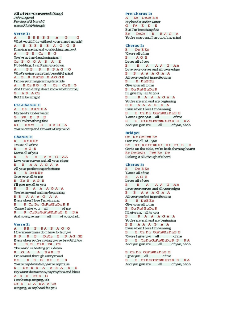 Flute Chords Songs PDF Song Structure Song Forms