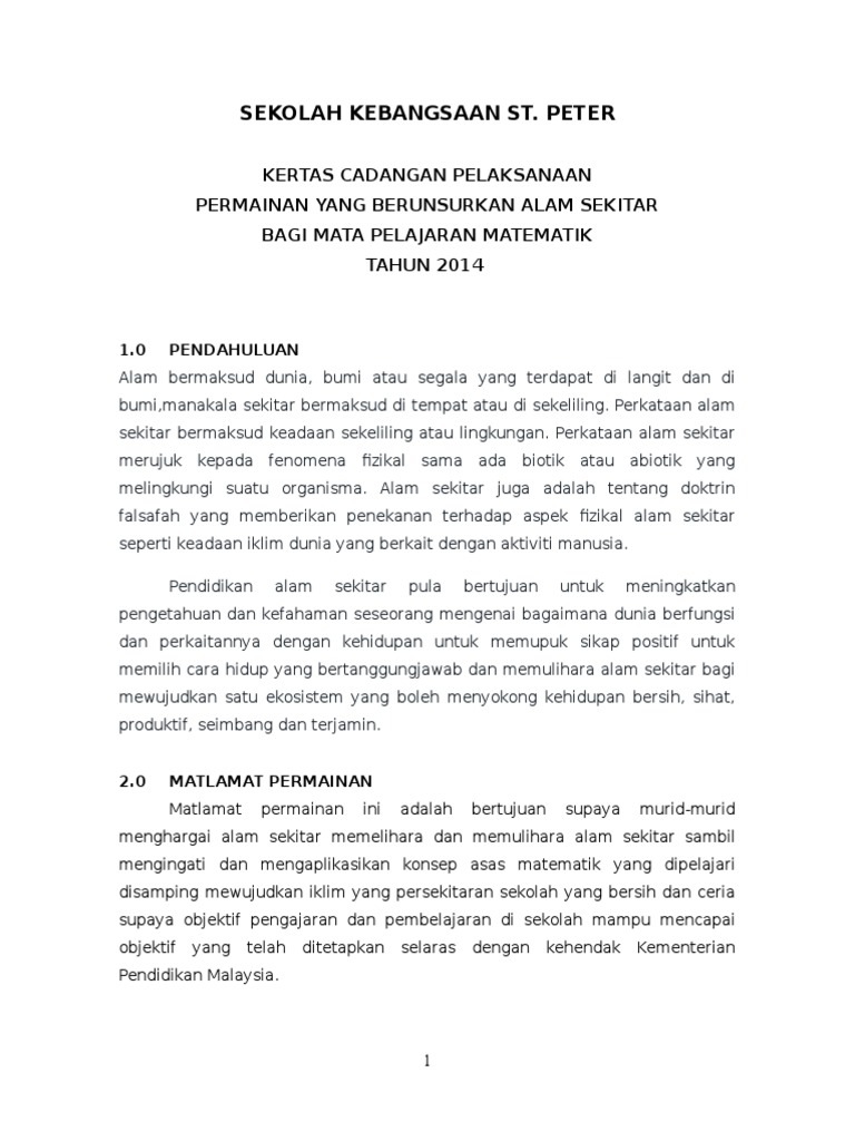 Permainan Berunsur Alam Sekitar Pdf