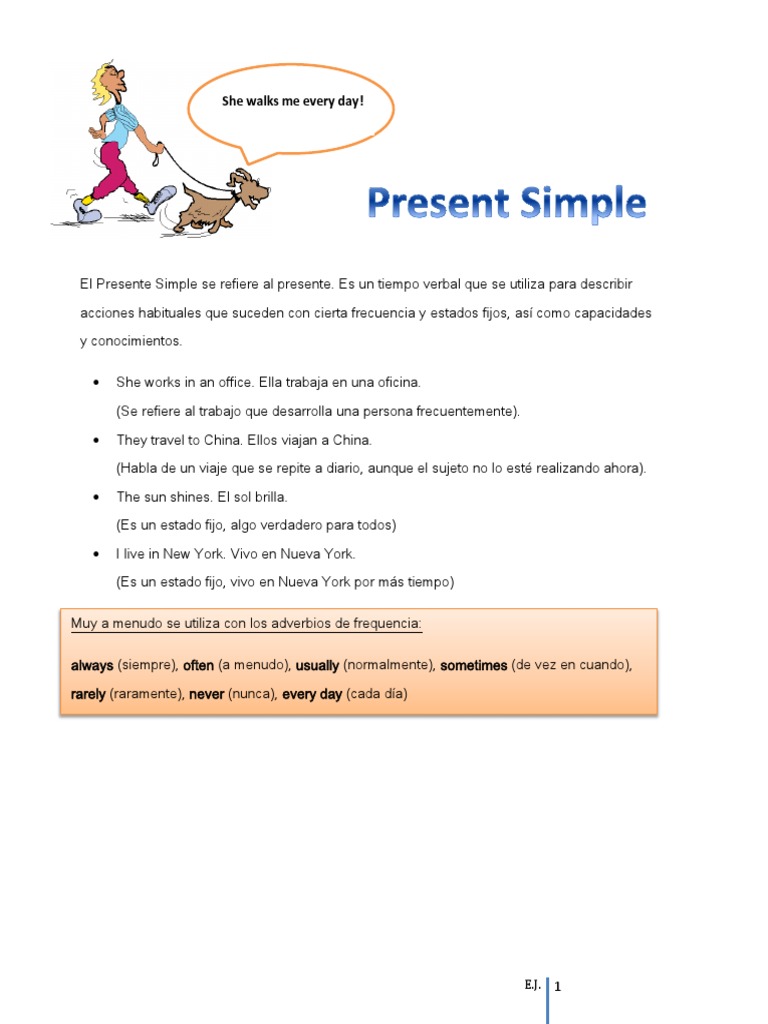Teoría del Presente Simple en Inglés | PDF | Verbo | Asunto (gramática)