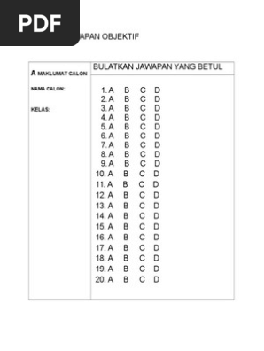 Kertas Jawapan Objektif Pdf