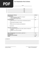 Presentation Marking Scheme Template | PDF