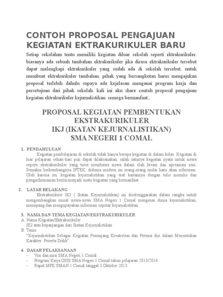 CONTOH PROPOSAL PENGAJUAN KEGIATAN EKTRAKURIKULER BARUdocx