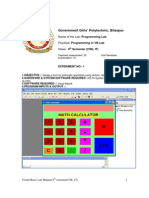 VB Lab Manual: Arithmetic Operations Using Tab Control