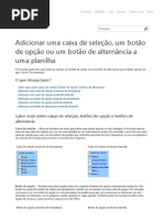 Adicionar Uma Ceaixa de Seleção, Um Botão de Opção Ou Um Botão de Alternância a Uma Planilha