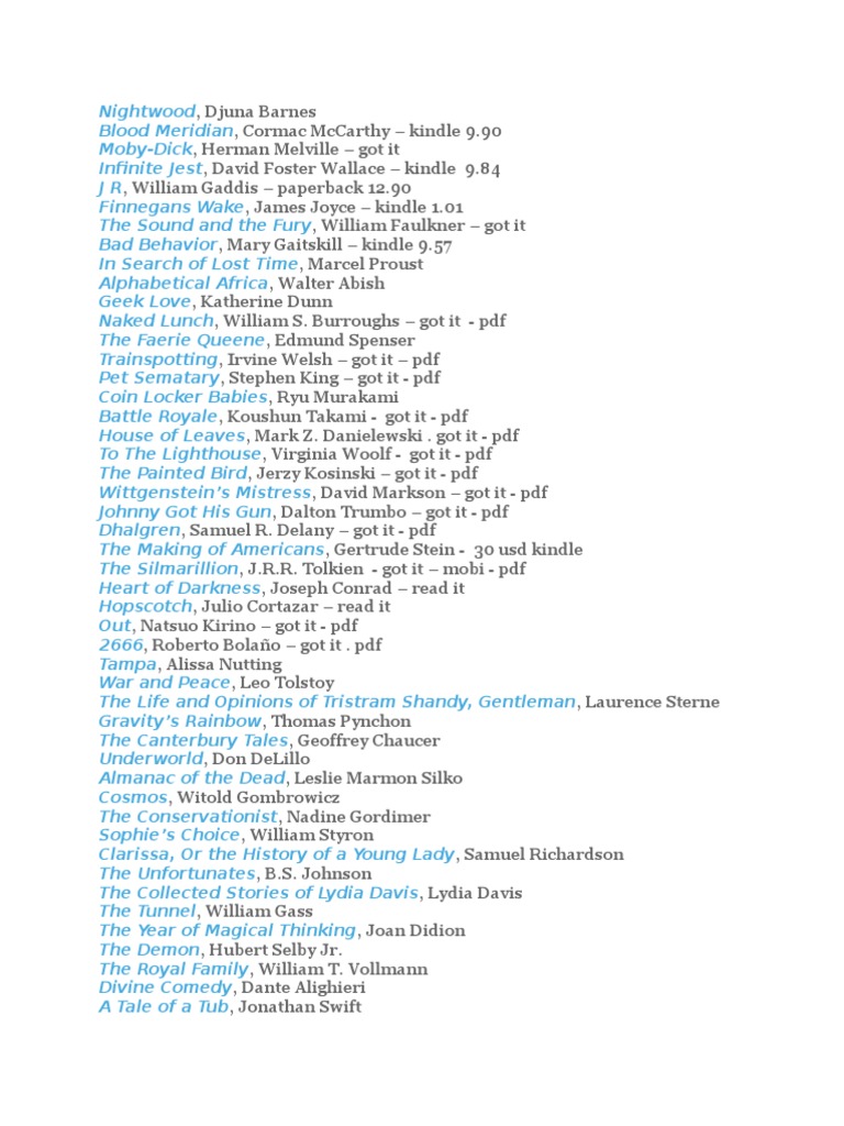 Challenging Novels to Read | PDF