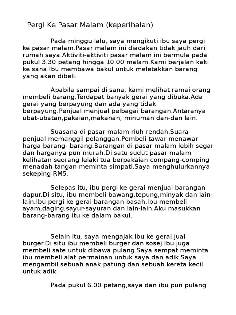 Pergi Ke Pasar Malam Karangan