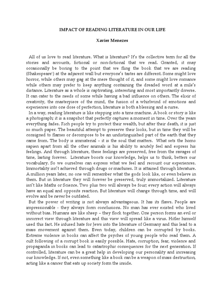 Impact of Reading Literature in Our Lives Emotions SelfImprovement