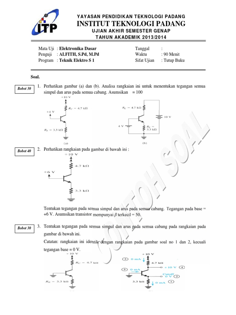 5 Contoh Soal Uas Elektronika Dasar