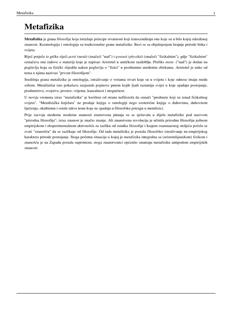 Metafizika | PDF