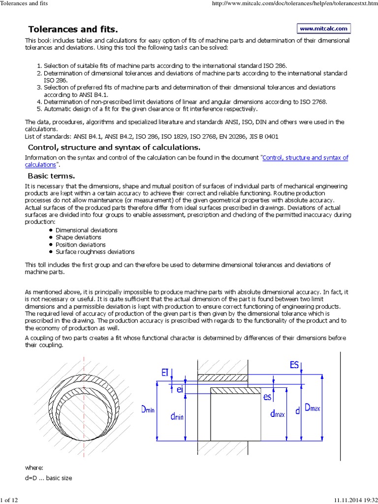 Tolerances and Fits in Engineering | PDF | Engineering Tolerance ...