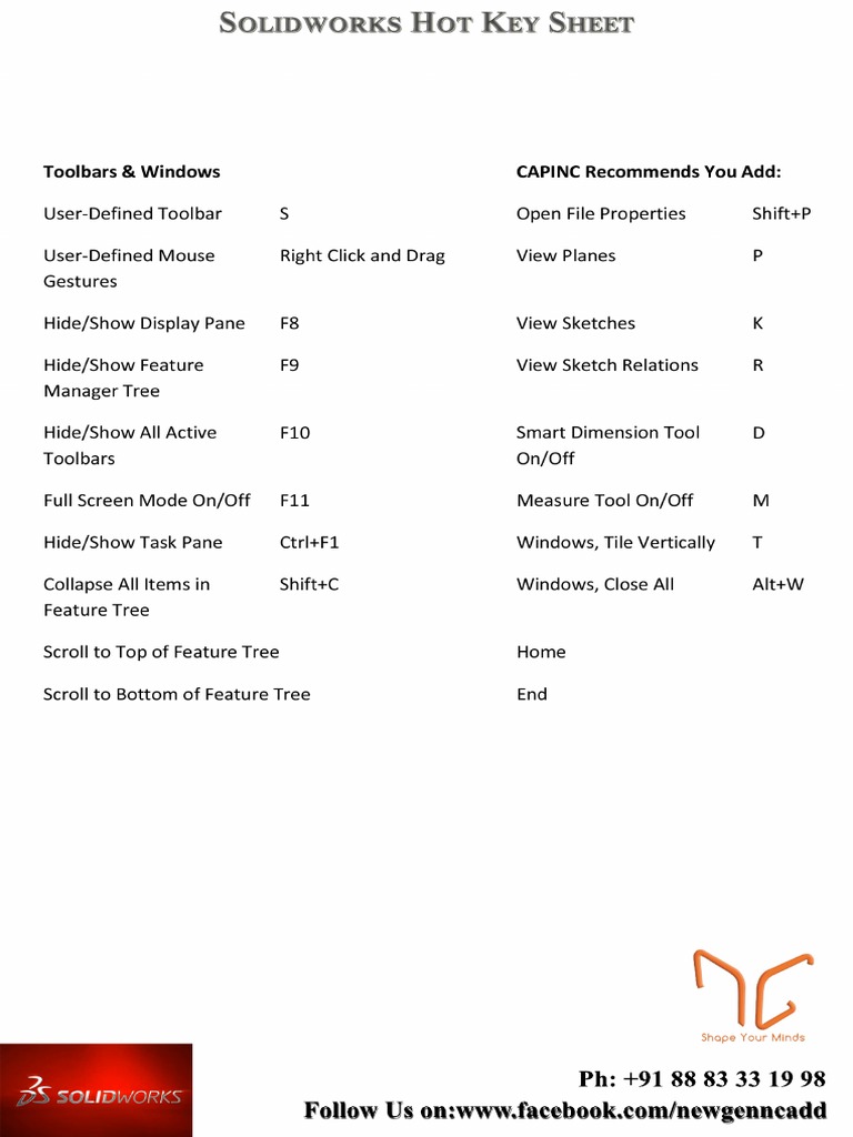 Solidworks Shortcuts | PDF