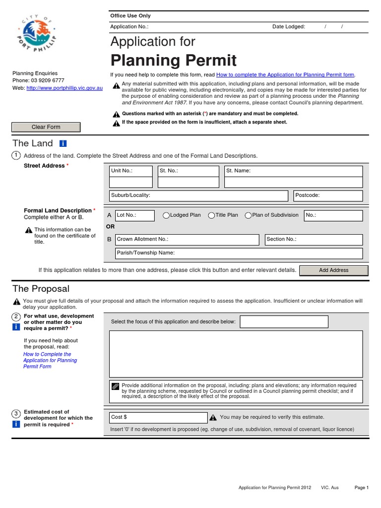 Port Phillip City of Application for a Planning Permit PDF Address (Geography) License