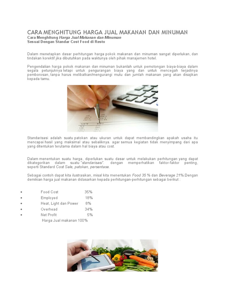 Menghitung Harga Jual Makanan & Minuman | PDF | Pengelolaan Keuangan & Uang