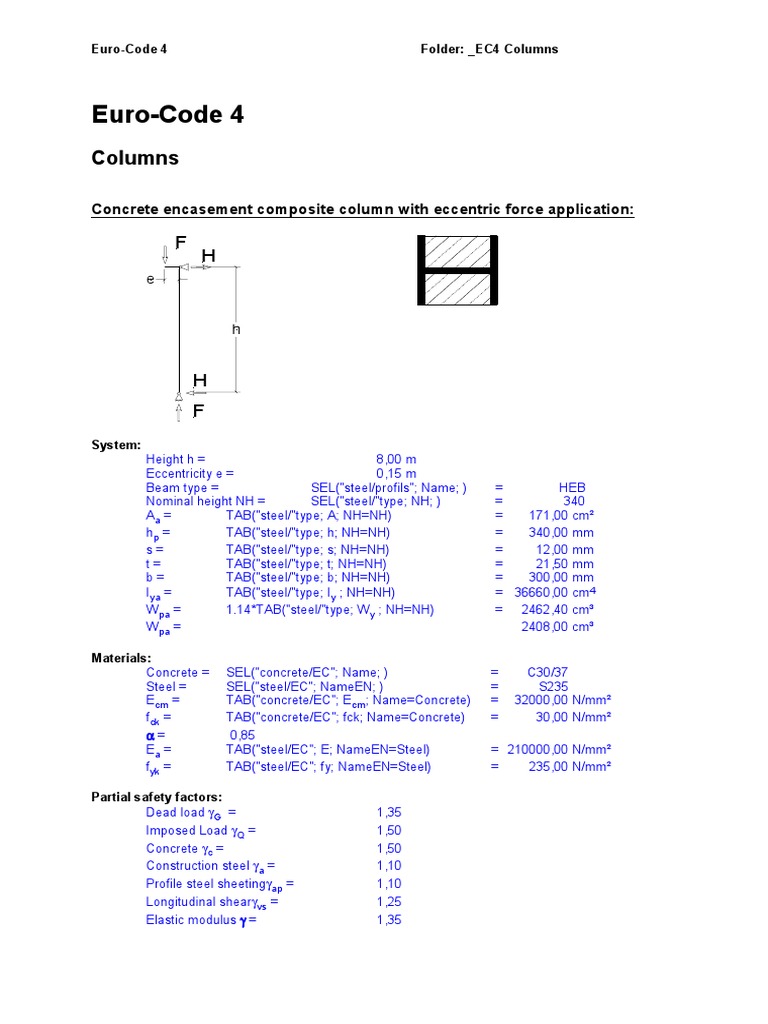Euro-Code 4: Column | PDF | Beam (Structure) | Buckling