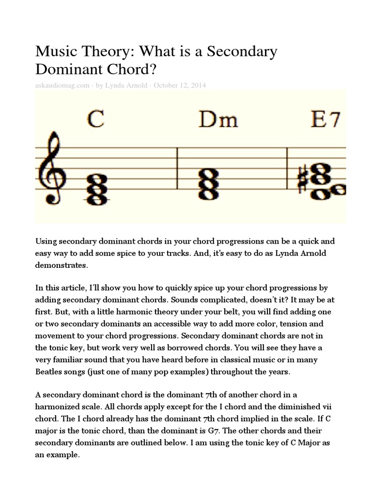 Understanding Secondary Dominant Chords | PDF | Chord (Music ...