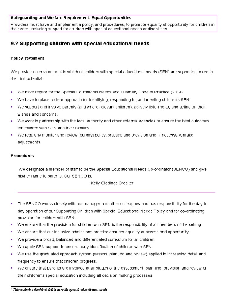 Equal Opportunities for Children with SEN | PDF | Special Education ...
