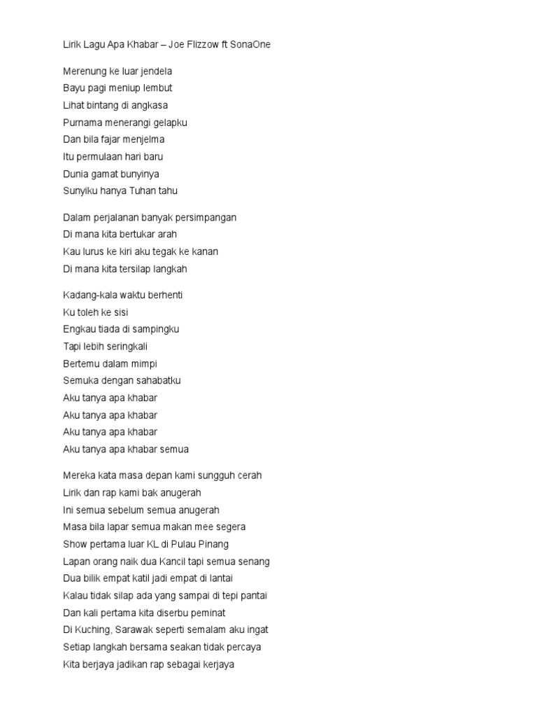 Lirik Lagu Apa Khabar Pdf