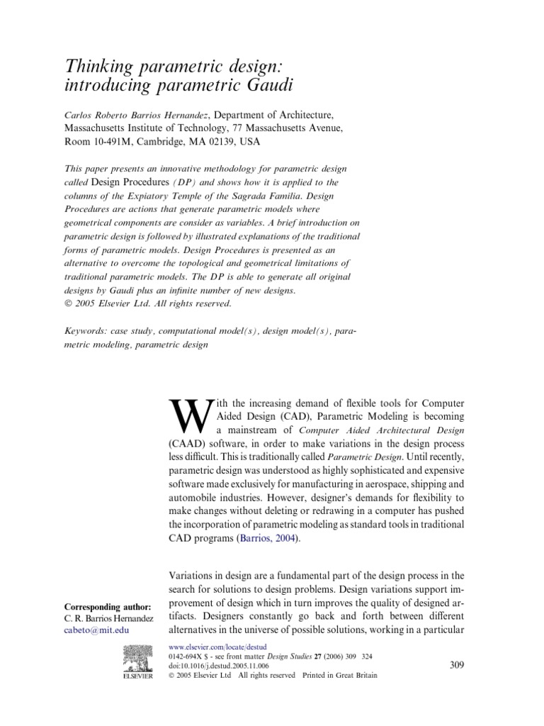 Parametric Design Methodology in Gaudi | PDF | Line (Geometry ...