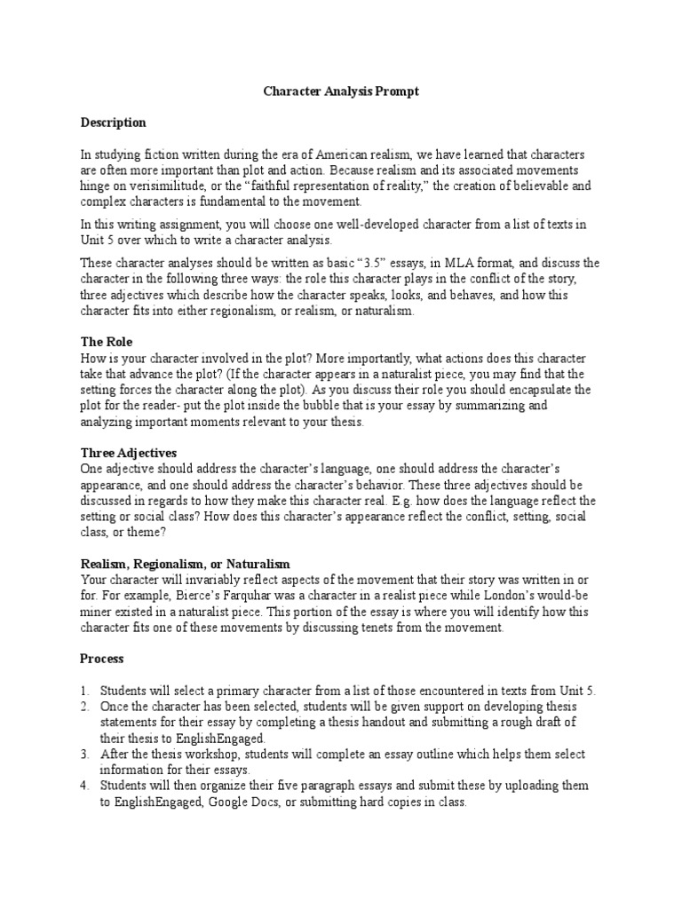 essay on character traits