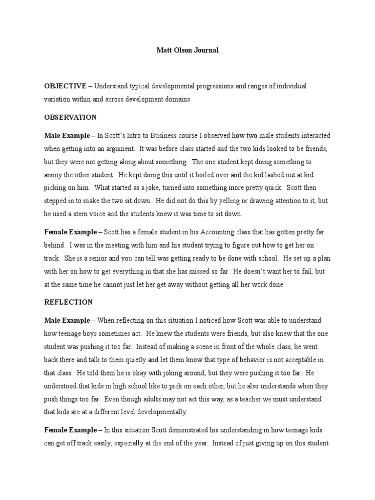 Classroom Observation Journal Classroom Lecture