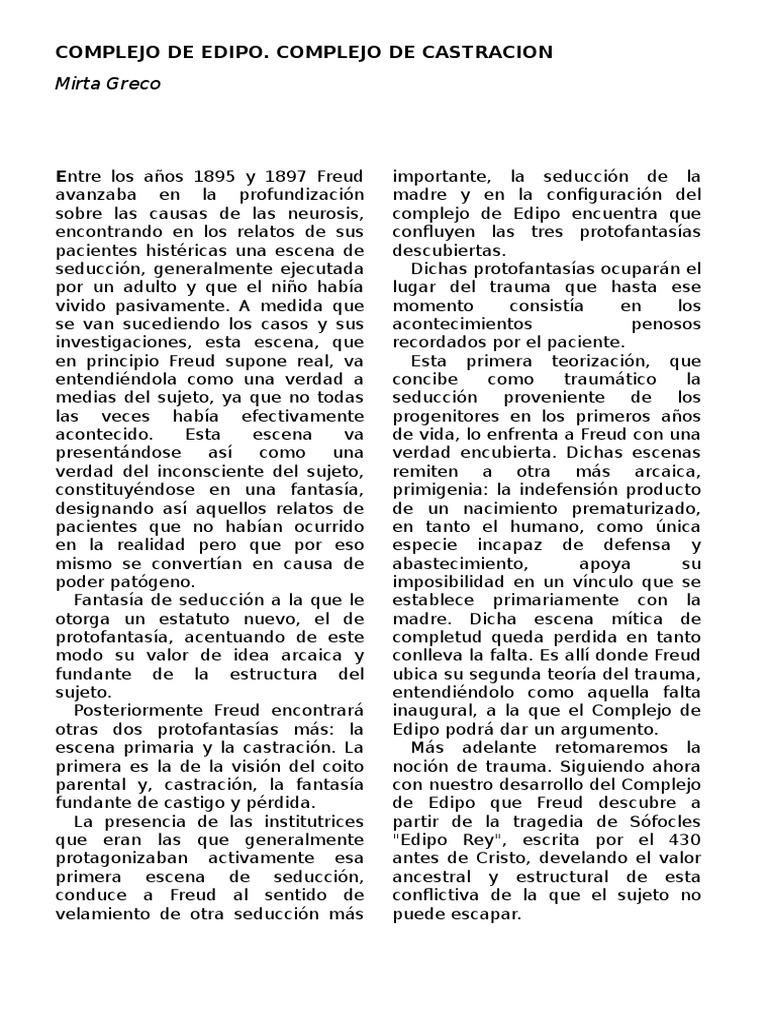 Complejo de Edipo y Castracion | PDF | Complejo de Edipo | Jacques Lacan