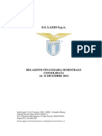 SS Lazio, Relazione Semestrale al 31.12.2014