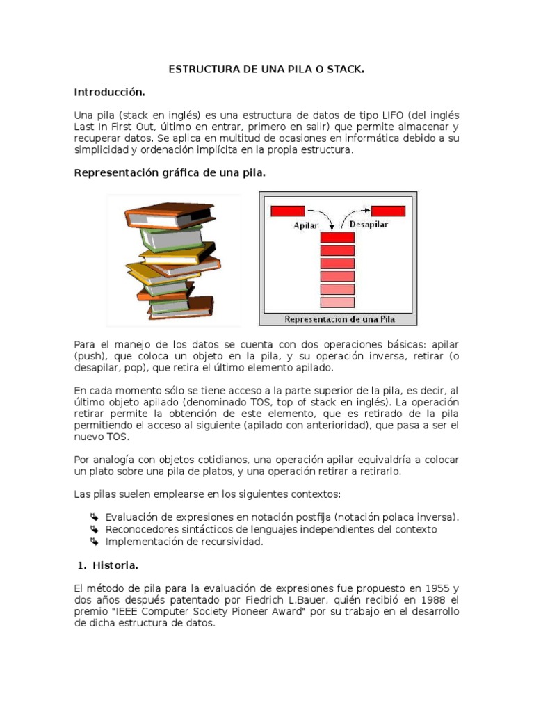 Estructura y Operaciones de una Pila | PDF | Programación de ...