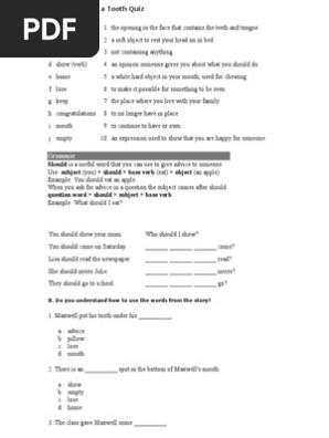 Maxwell Loses a Tooth Quiz
