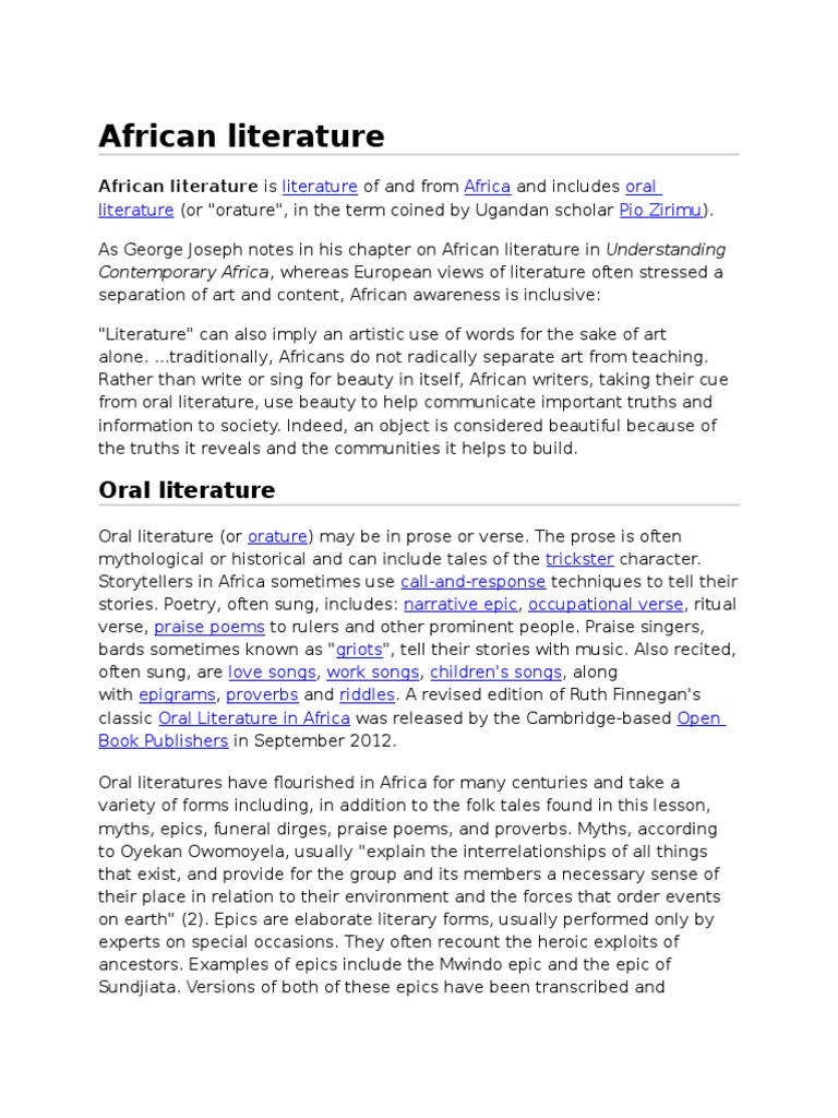Literature of Africa African Literature Fiction & Literature