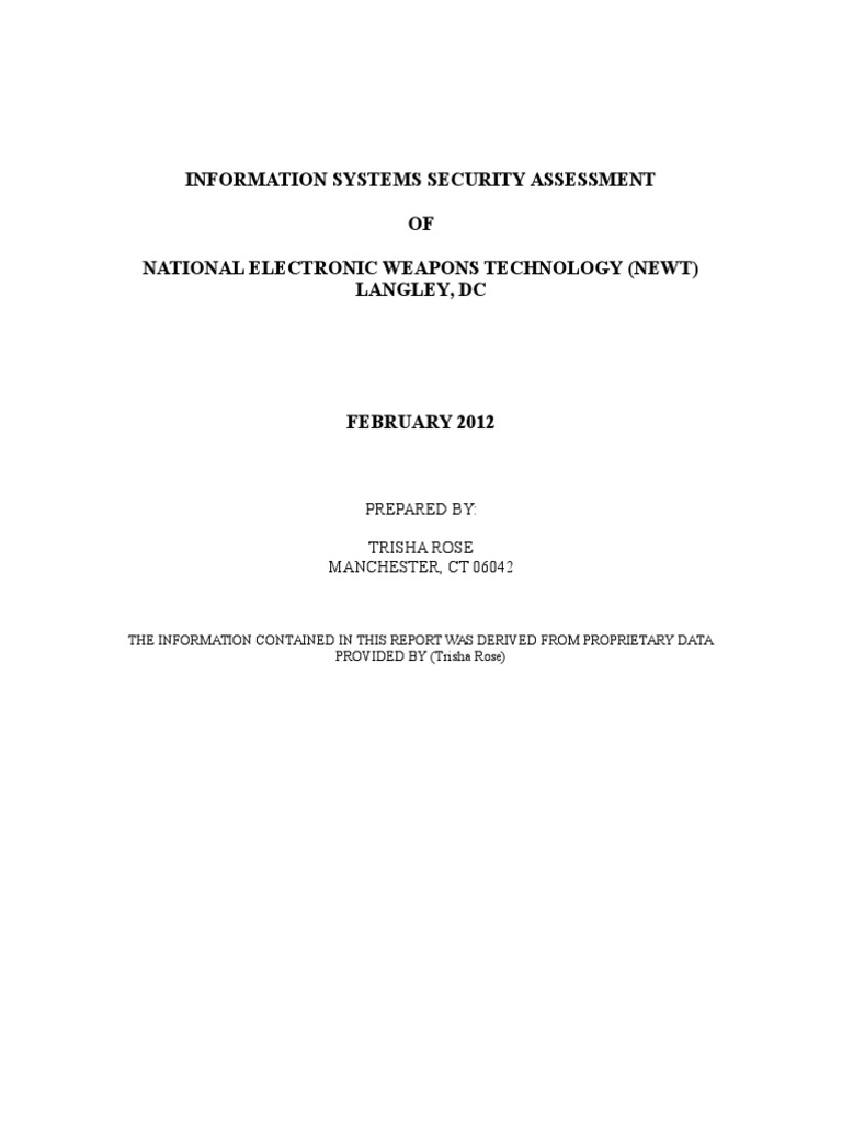 Information Systems/Security Assessment PDF Information Security
