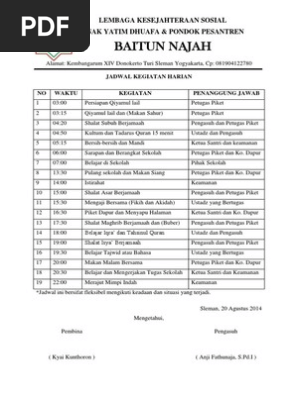 Jadwal Kegiatan Harian
