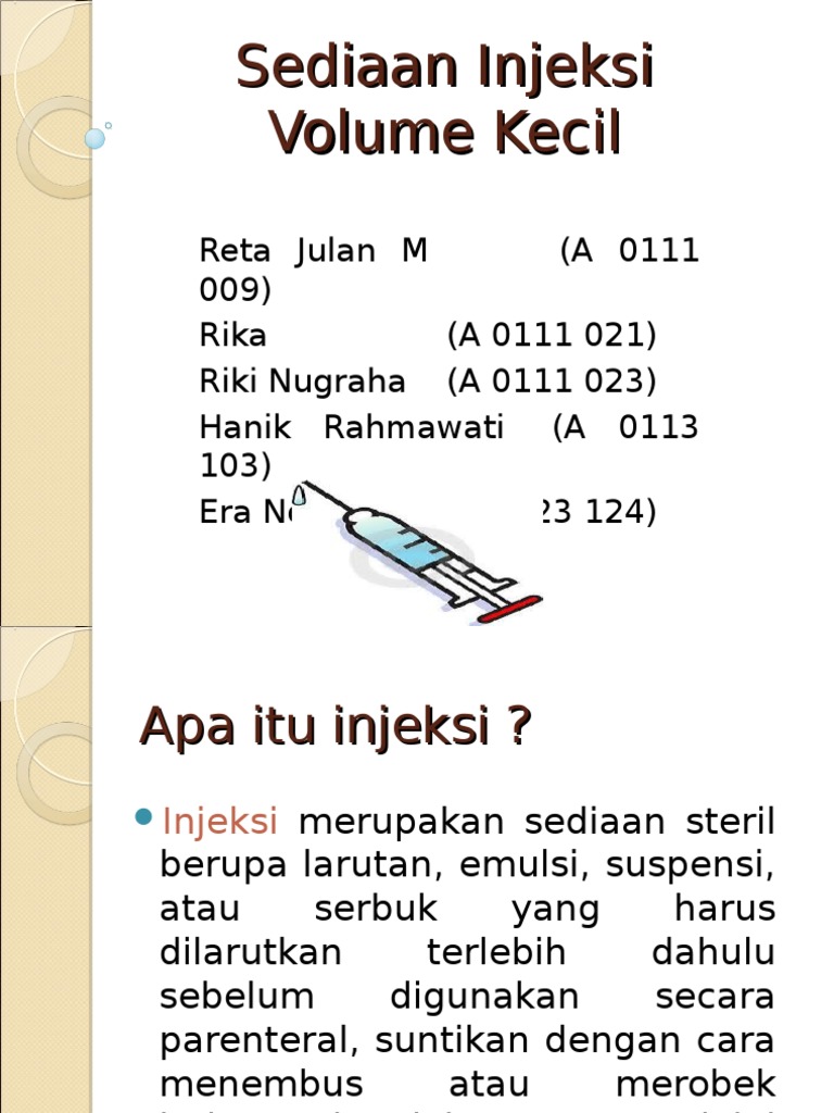 Sediaan Injeksi Volume Kecil dalam Farmasi | PDF | Pengembangan Diri ...