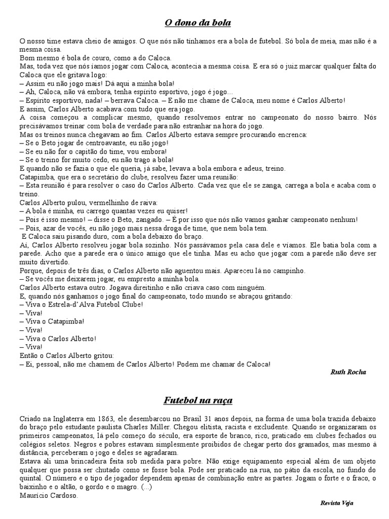 Texto O Dono Da Bola | PDF | Futebol | Lazer