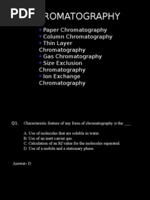 Mcq In Chromatograpgy Pdf Chromatography Gas Chromatography