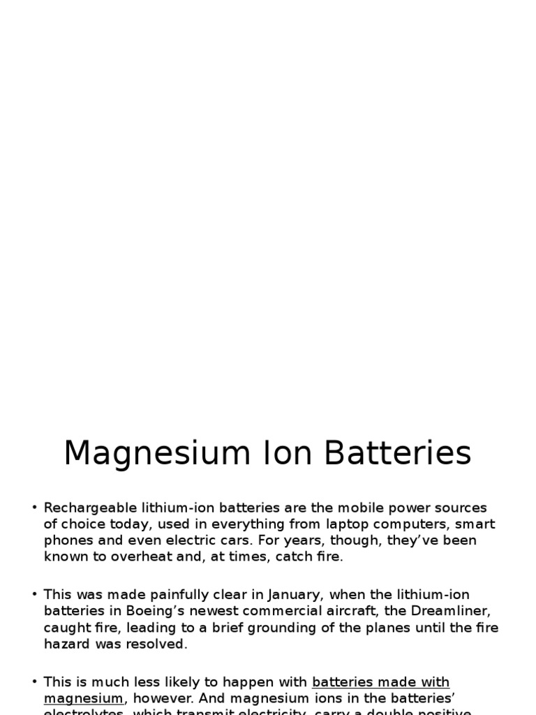 Magnesium Ion Batteries PDF Lithium Ion Battery Battery (Electricity)