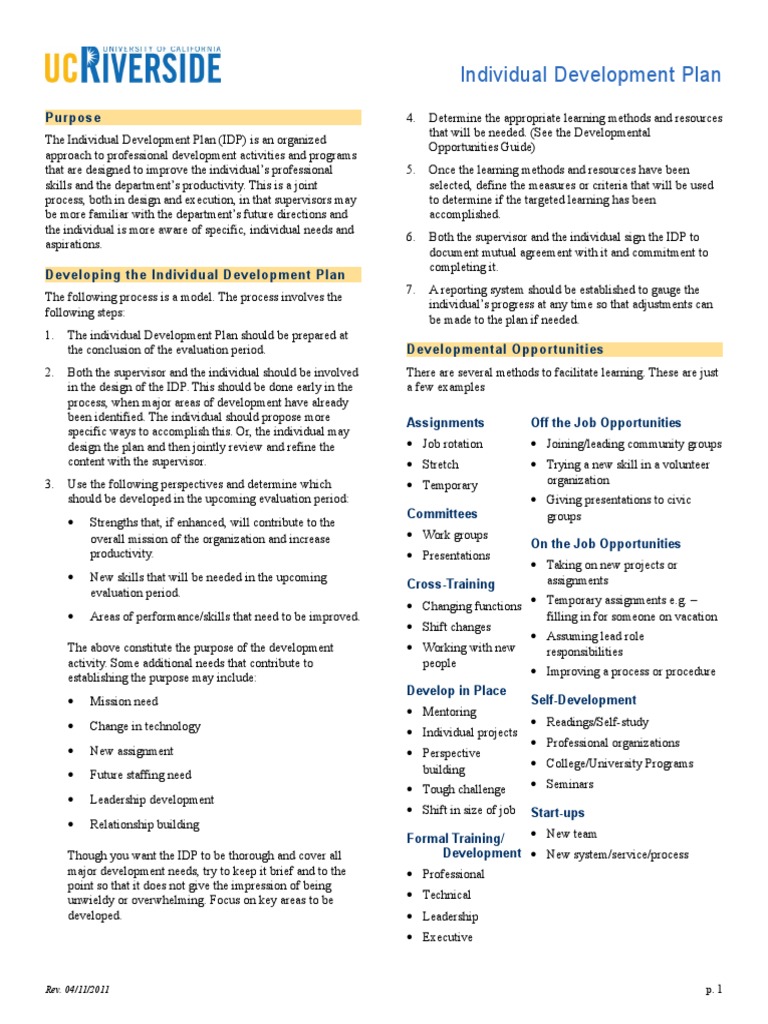 Individual Development Plan Guide | PDF | Evaluation | Accountability