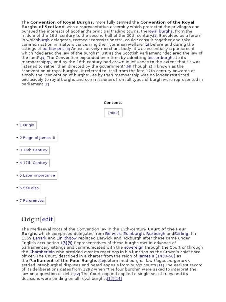 Origin Royal Burghs Burgh Parliament Lesser Burghs PDF Social