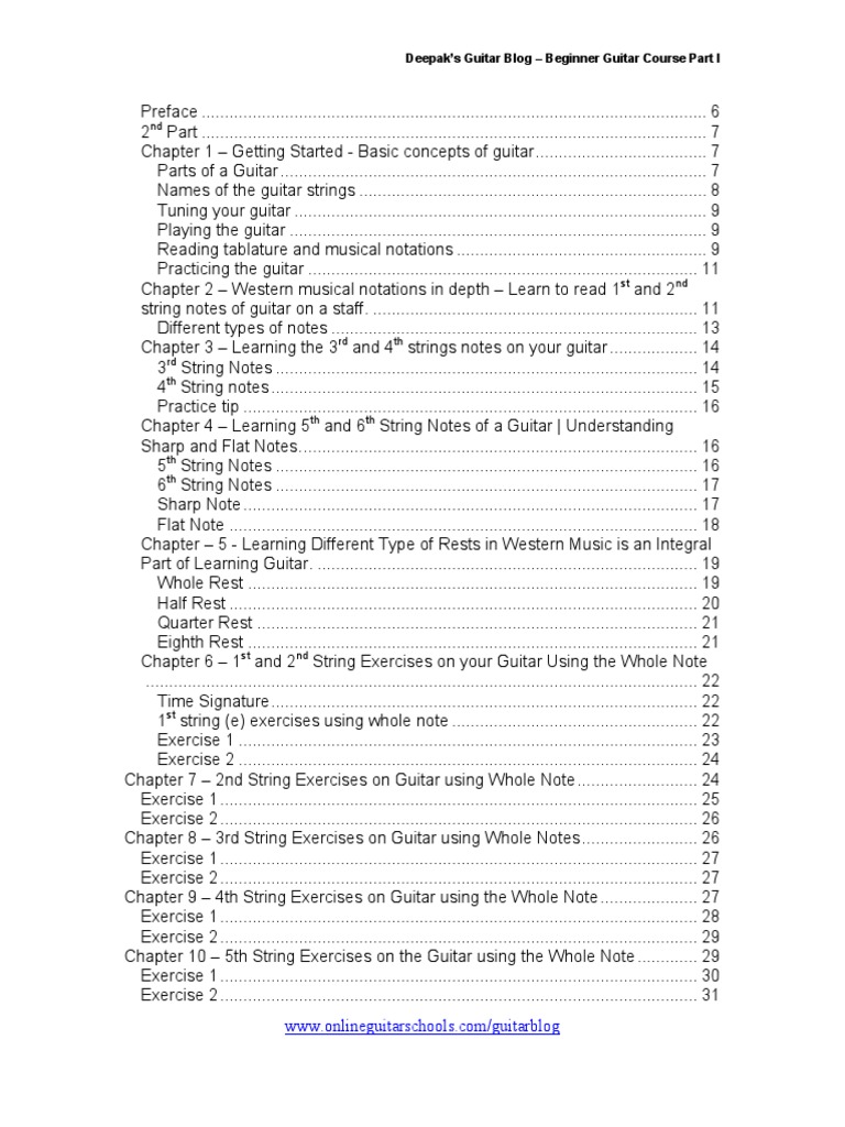 Beginnerguitarcourse Firstpart | PDF | Chord (Music) | Musical Notation