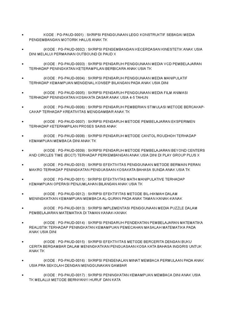 Judul Ptk Paud